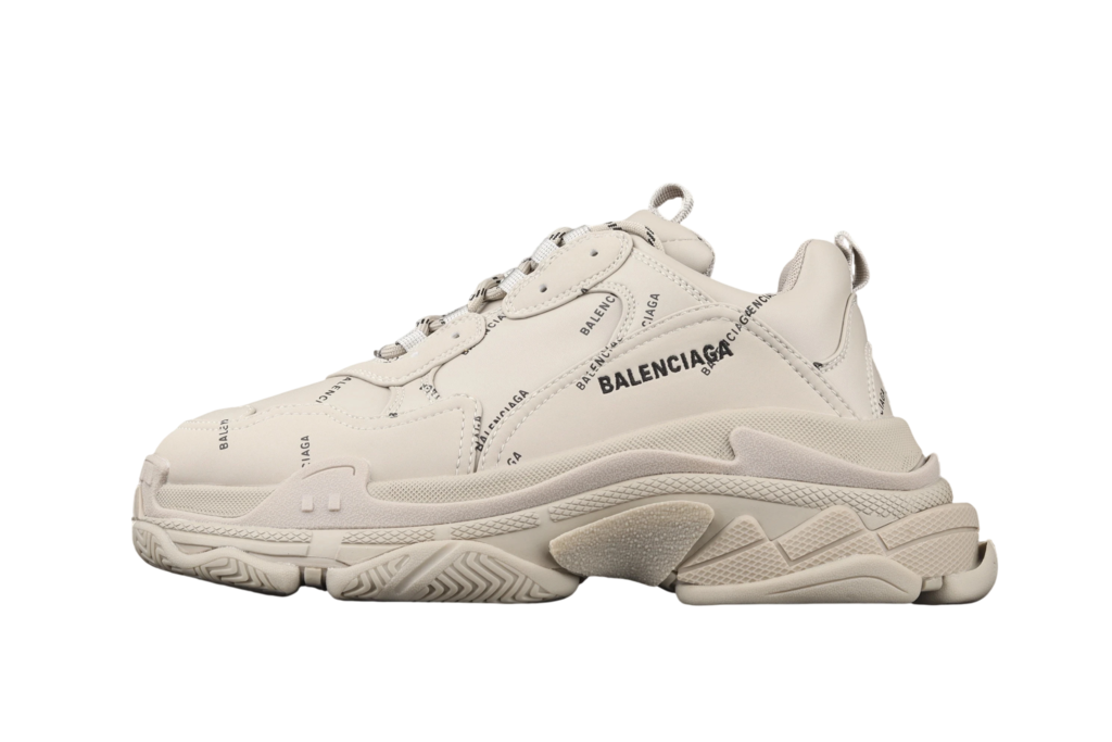 Balenciaga All Over Logo Triple S Beige Black