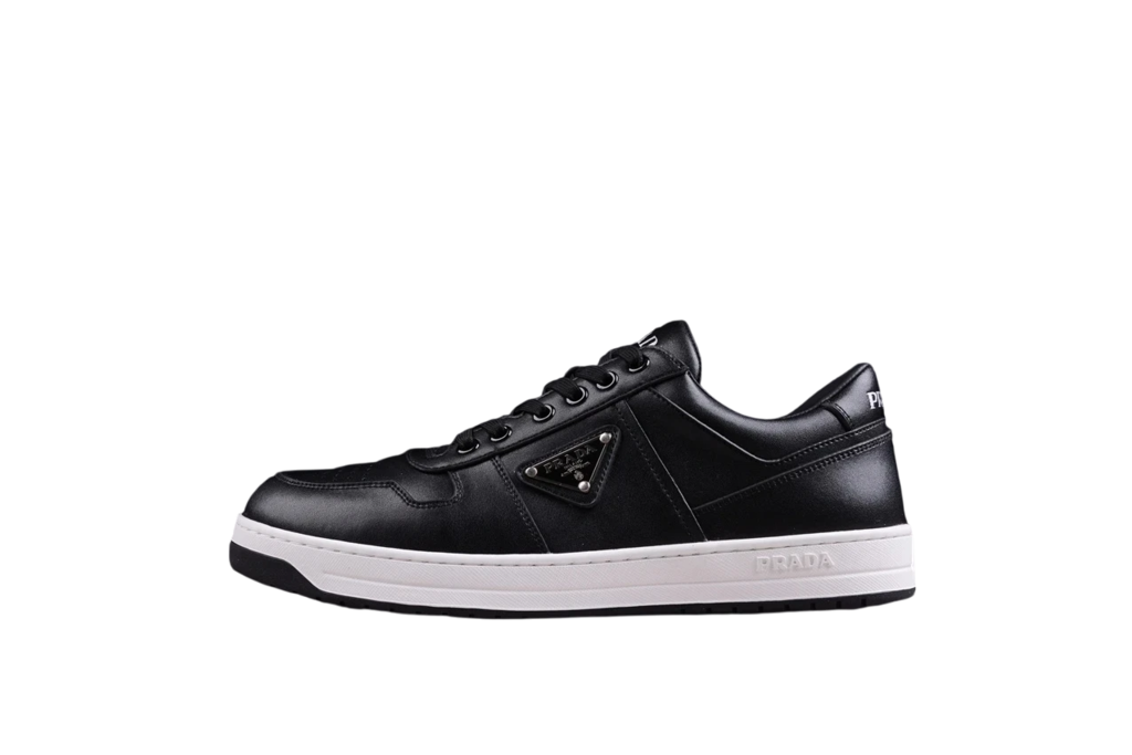 Prada Downtown Low Top Sneakers Leather Black Black White