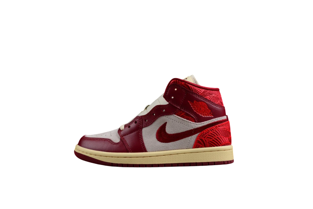 Jordan 1 Mid Tiki Leaf Team Red