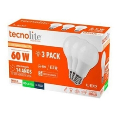 3 PACK FOCO LED LUZ FRIA 8.5W TECNOLITE