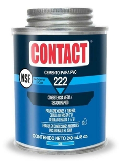 CEMENTO (PEGAMENTO) PARA PVC (SECADO RAPIDO, CURA EN 1 HORA) AZUL 240ML CONTACT