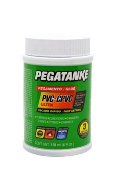 CEMENTO (PEGAMENTO) UNIVERSAL PARA PVC Y CPVC (SECADO RAPIDO, CURA EN 1 HORA, PEGA BAJO EL AGUA) VERDE 118ML PEGATANKE