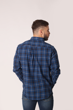 Camisa Xadrez Azul Masculina em Flanela de Manga Longa (Edição Limitada) - Docca