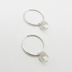 AROS CUBANOS PLATA FINO N°1 CON DIJE ALAS DOBLE