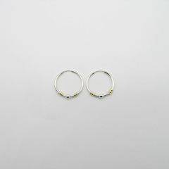 AROS CUBANOS PLATA COMUN N°2 CON APLIQUE DE ORO Y 1 BOLITA