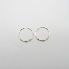 AROS CUBANOS PLATA COMUN N°3 CON APLIQUE DE ORO Y 1 BOLITA