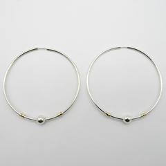AROS CUBANOS PLATA GRUESO N°8 CON APLIQUE DE ORO Y 1 BOLA