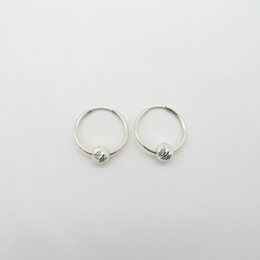 AROS CUBANOS PLATA COMUN N°2 CON 1 BOLA FACETADA