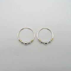 AROS CUBANOS PLATA COMUN N°3 CON APLIQUE DE ORO Y 3 BOLITAS
