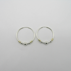 AROS CUBANOS PLATA COMUN N°4 CON APLIQUE DE ORO Y 3 BOLITAS