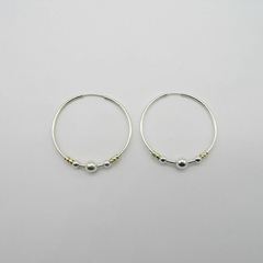 AROS CUBANOS PLATA COMUN N°5 CON APLIQUE DE ORO Y 3 BOLITAS