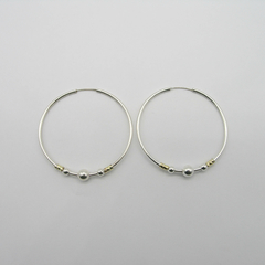 AROS CUBANOS PLATA COMUN N°6 CON APLIQUE DE ORO Y 3 BOLITAS