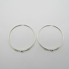 AROS CUBANOS PLATA COMUN N°7 CON APLIQUE DE ORO Y 3 BOLITAS