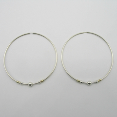 AROS CUBANOS PLATA COMUN N°8 CON APLIQUE DE ORO Y 3 BOLITAS
