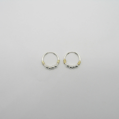 AROS CUBANOS PLATA COMUN N°1 CON APLIQUE DE ORO Y 4 BOLITAS