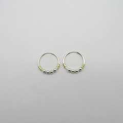 AROS CUBANOS PLATA COMUN N°2 CON APLIQUE DE ORO Y 4 BOLITAS