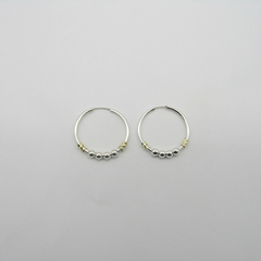 AROS CUBANOS PLATA COMUN N°3 CON APLIQUE DE ORO Y 4 BOLITAS