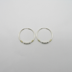 AROS CUBANOS PLATA COMUN N°4 CON APLIQUE DE ORO Y 4 BOLITAS