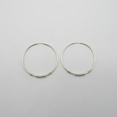 AROS CUBANOS PLATA COMUN N°6 CON APLIQUE DE ORO Y 4 BOLITAS