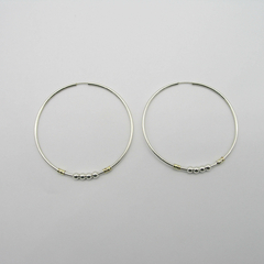 AROS CUBANOS PLATA COMUN N°7 CON APLIQUE DE ORO Y 4 BOLITAS