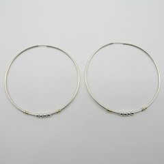 AROS CUBANOS PLATA COMUN N°8 CON APLIQUE DE ORO Y 4 BOLITAS