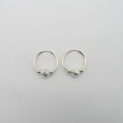 AROS CUBANOS PLATA COMUN N°2 CON 1 BOLA FACETADA Y 2 BOLITAS