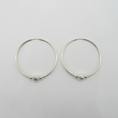 AROS CUBANOS PLATA COMUN N°7 CON 1 BOLA FACETADA Y 2 BOLITAS