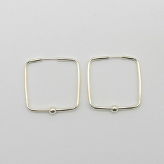 AROS PLATA CUADRADOS N°3 CON 1 BOLITA
