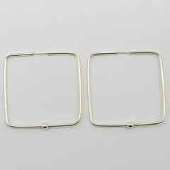 AROS PLATA CUADRADOS N°6 CON 1 BOLITA