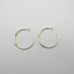 AROS CUBANOS PLATA GRUESO N°5 MEDIO CON APLIQUE DE ORO