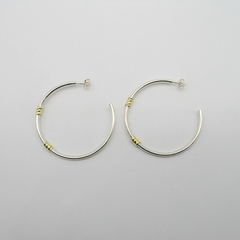AROS CUBANOS PLATA GRUESO N°6 MEDIO CON APLIQUE DE ORO