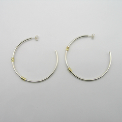 AROS CUBANOS PLATA GRUESO N°8 MEDIO CON APLIQUE DE ORO