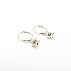 AROS CUBANOS PLATA FINO N°00 CON DIJE ESTRELLA CUBIC