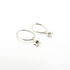 AROS CUBANOS PLATA FINO N°1 CON DIJE ESTRELLA CUBIC