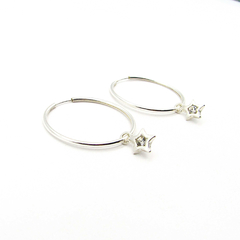 AROS CUBANOS PLATA FINO N°3 CON DIJE ESTRELLA CUBIC