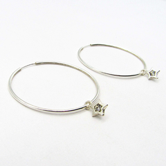 AROS CUBANOS PLATA FINO N°5 CON DIJE ESTRELLA CUBIC