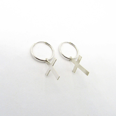 AROS CUBANOS PLATA FINO N°00 CON DIJE CRUZ