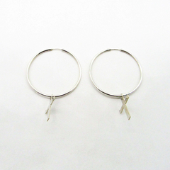 AROS CUBANOS PLATA FINO N°3 CON DIJE CRUZ