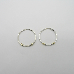 AROS CUBANOS PLATA GRUESO N°4 CON 2 APLIQUES DE ORO