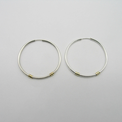 AROS CUBANOS PLATA GRUESO N°6 CON 2 APLIQUES DE ORO