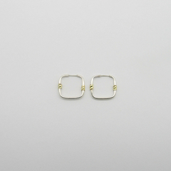 AROS PLATA CUADRADOS N°1 CON APLIQUE DE ORO