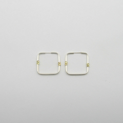 AROS PLATA CUADRADOS N°2 CON APLIQUE DE ORO