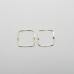 AROS PLATA CUADRADOS N°3 CON APLIQUE DE ORO