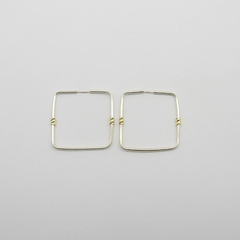 AROS PLATA CUADRADOS N°4 CON APLIQUE DE ORO