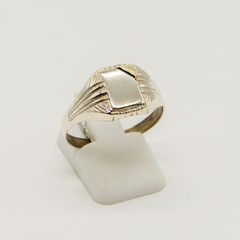 ANILLO SELLO DE HOMBRE HUECO PLATA CON APLIQUE DE ORO D36