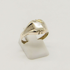 ANILLO SELLO DE HOMBRE HUECO PLATA CON APLIQUE DE ORO D39