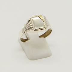ANILLO SELLO DE HOMBRE HUECO PLATA CON APLIQUE DE ORO D40