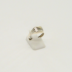 ANILLO SELLO DE HOMBRE HUECO PLATA CON APLIQUE DE ORO D41