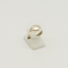 ANILLO SELLO DE HOMBRE HUECO PLATA CON APLIQUE DE ORO D44