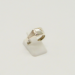 ANILLO SELLO DE HOMBRE HUECO PLATA CON APLIQUE DE ORO D45